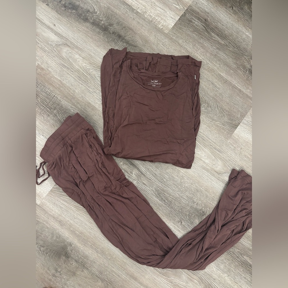 Little Sleepies Mens Pajama Chocolate Brown set size Large